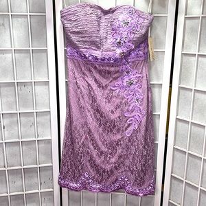 Sue Wong Strapless Cocktail Lace Dress NWT